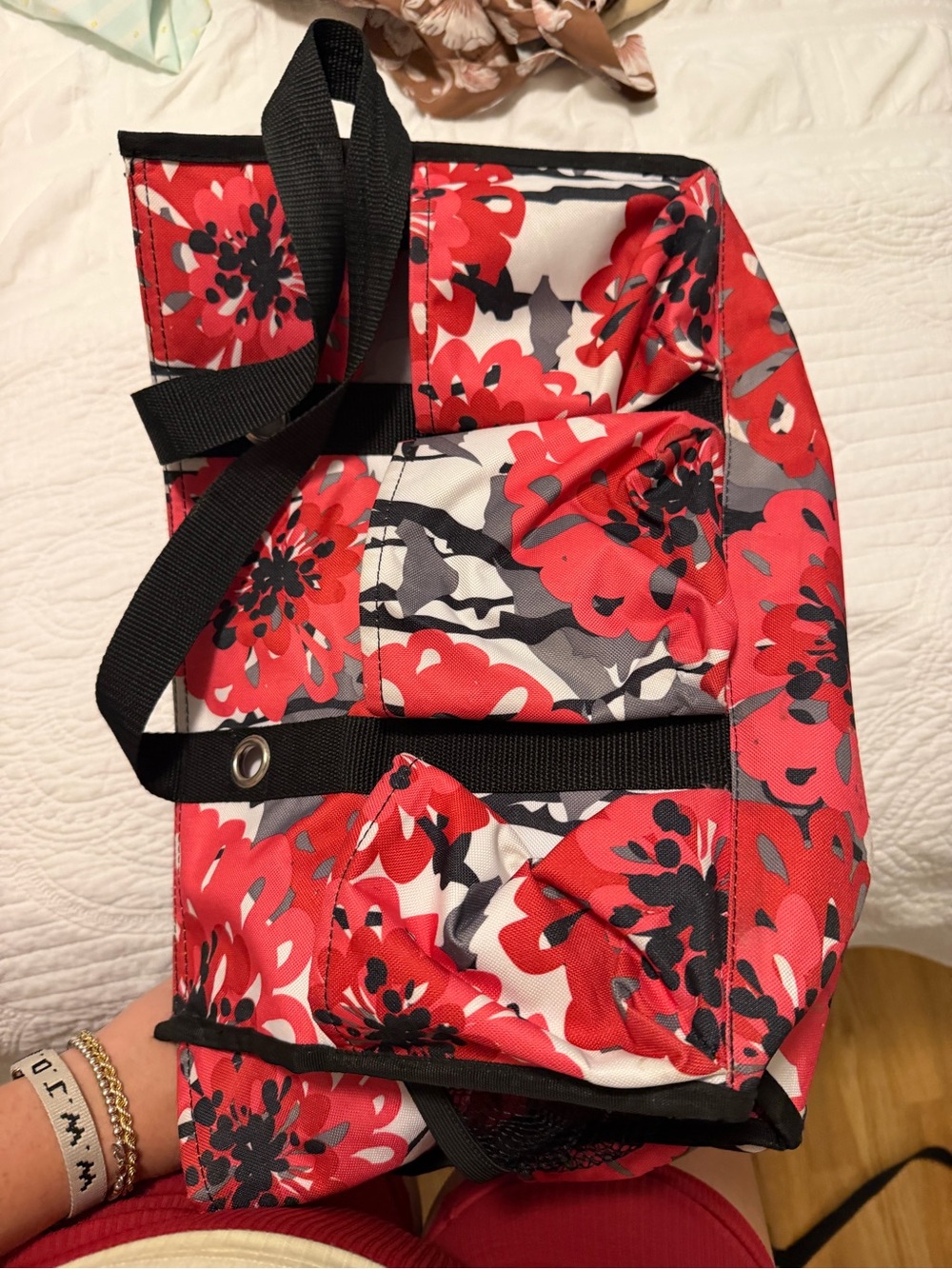 thirty-one Red and White Floral Tote with Black Trim - Picture 5 of 5